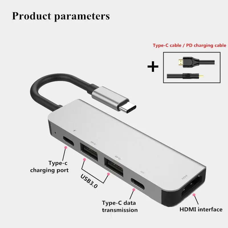 5 в 1 USB C док-станция для ноутбука USB 3,0 HDMI PD Fealushon для MacBook samsung Galaxy S9/S8/S8+ type C док-станция usb-хаб - Цвет: combination 1