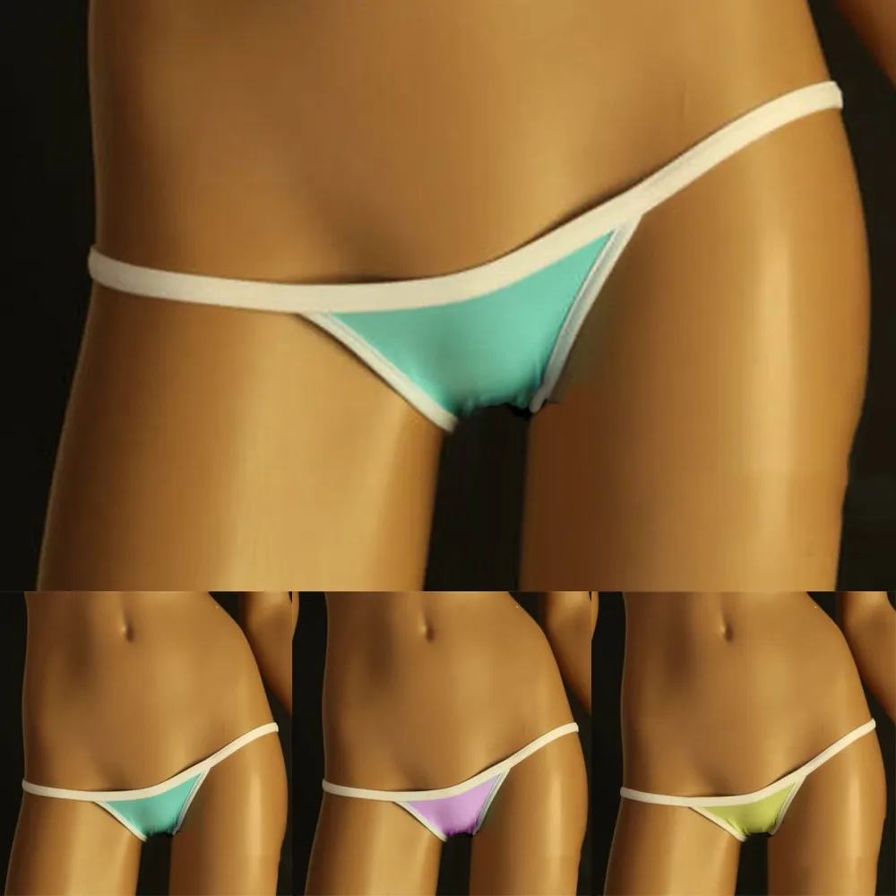 

Mens Briefs Sexy Low Waist Bikini Briefs Thong U Convex Ultra-Thin Mesh Ice Silk Breathable Underwear Striped Male Underpants