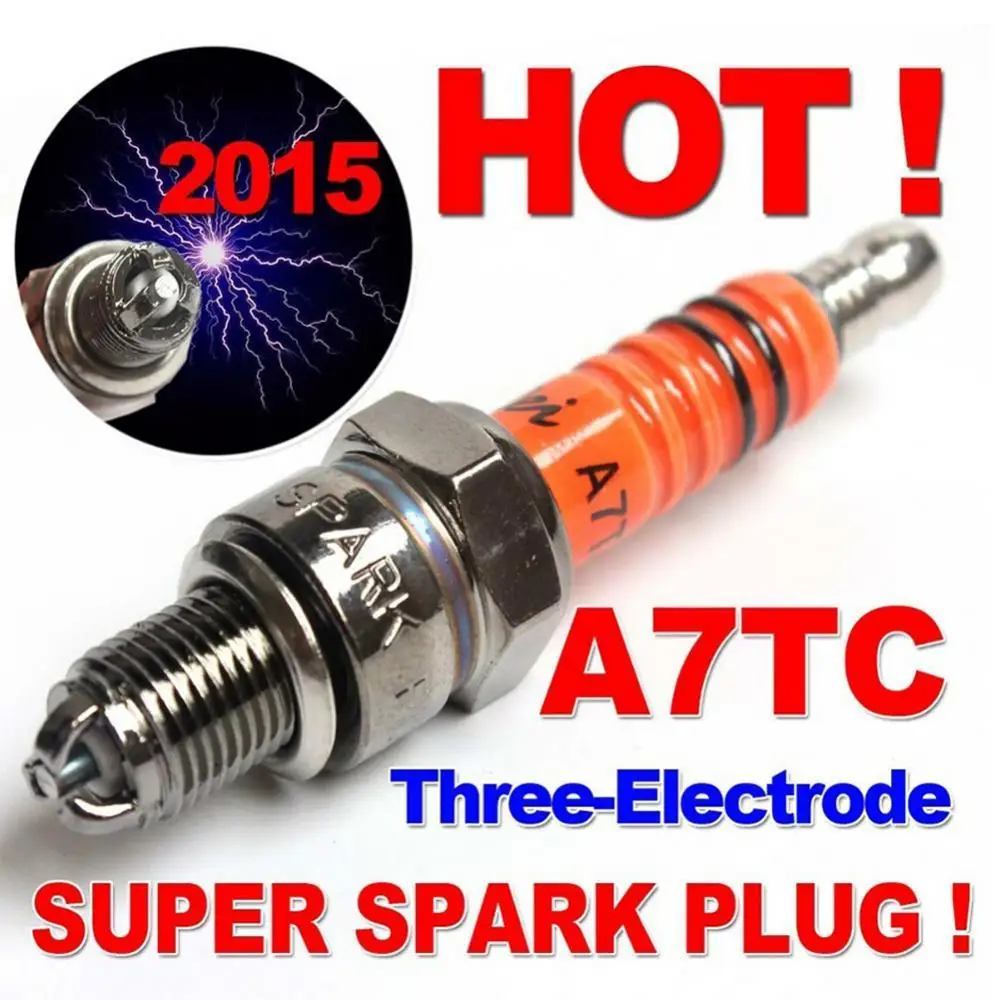 

1Pc Spark Plug A7TC A7TJC 3 Electrode GY6 50cc-125cc Moped Scooter ATV Quads