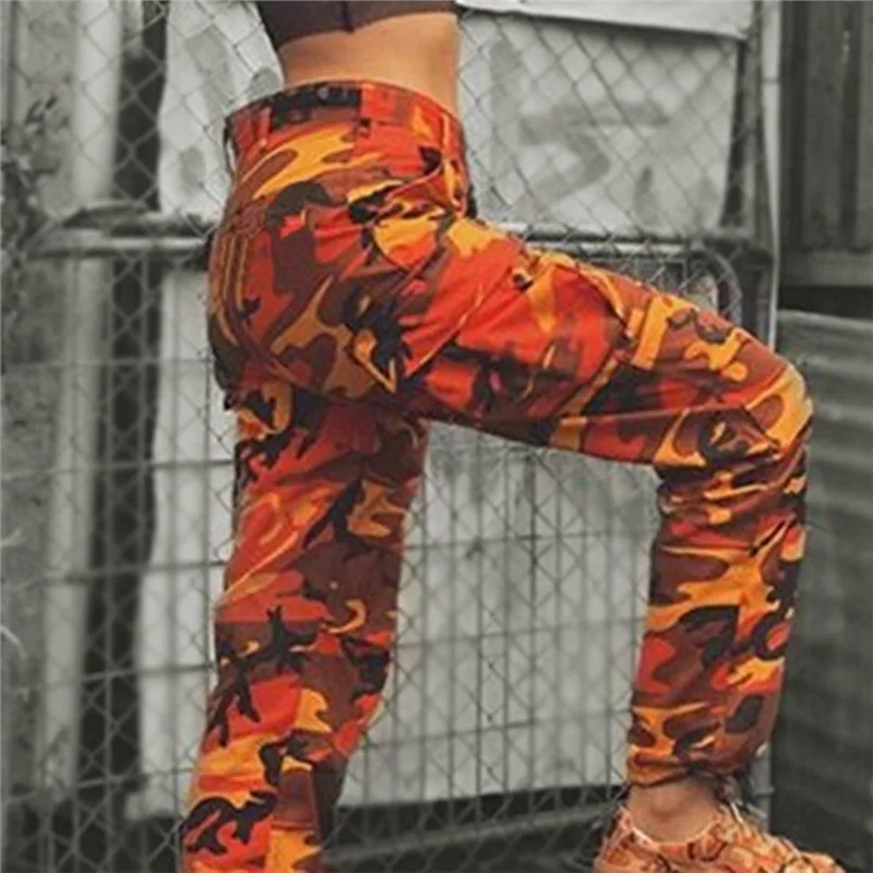 Autumn Fashion Camouflage Printed Cotton Pants Women Casual Pleated Loose Military Trousers Sportwear Gym Camo Pants Female