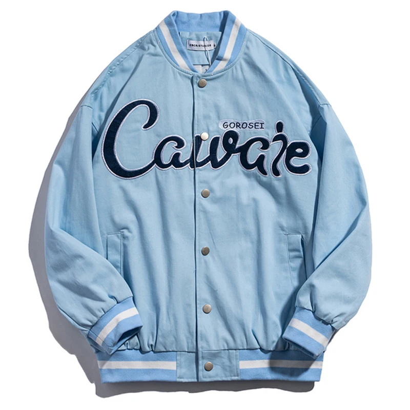

Men Letter Embroidery Jacket Harajuku Baseball Jacket Unisex Loose Streetwear Hat Removable Jackets Male jaqueta masculina