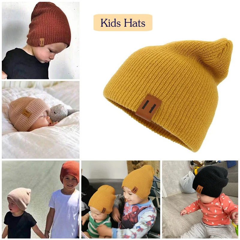 

Детские шапки для мальчиков и девочек, осенне-зимняя теплая шапка, вязаная шапка, детские шапки для новорожденных, вязаная шапка для малышей...