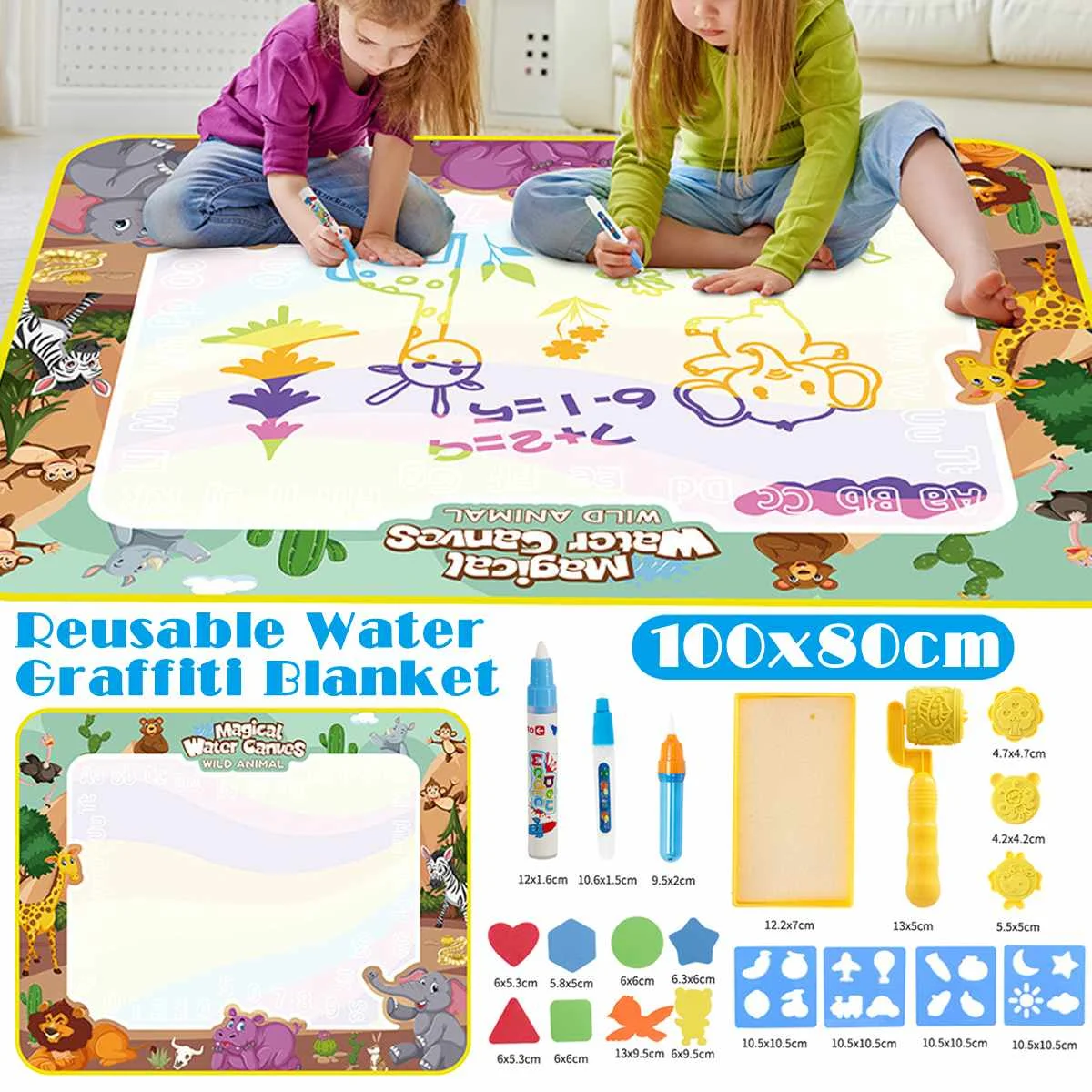 

Drawing Toys Water Drawing Mat 77x60cm Board Painting Writing Doodle With Magic Pens Non-Toxic Drawing Board For Kids Xmas Gifts
