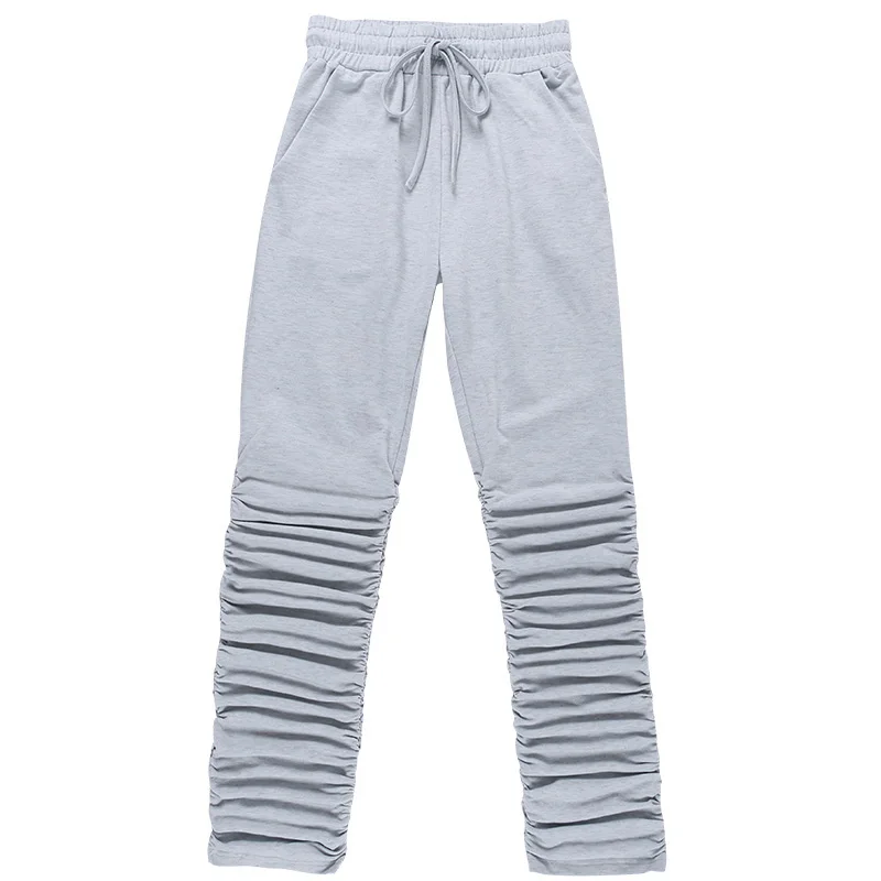

Women Casual Loose Drawstring Waistband Long Pants Trousers Sport Female High Waist Pleated Slim Fit Sweatpants