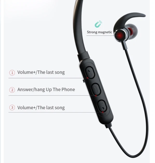 Bluetooth беспроводные наушники спортивные с микрофоном HiFi аудио 4 2 магнитный для