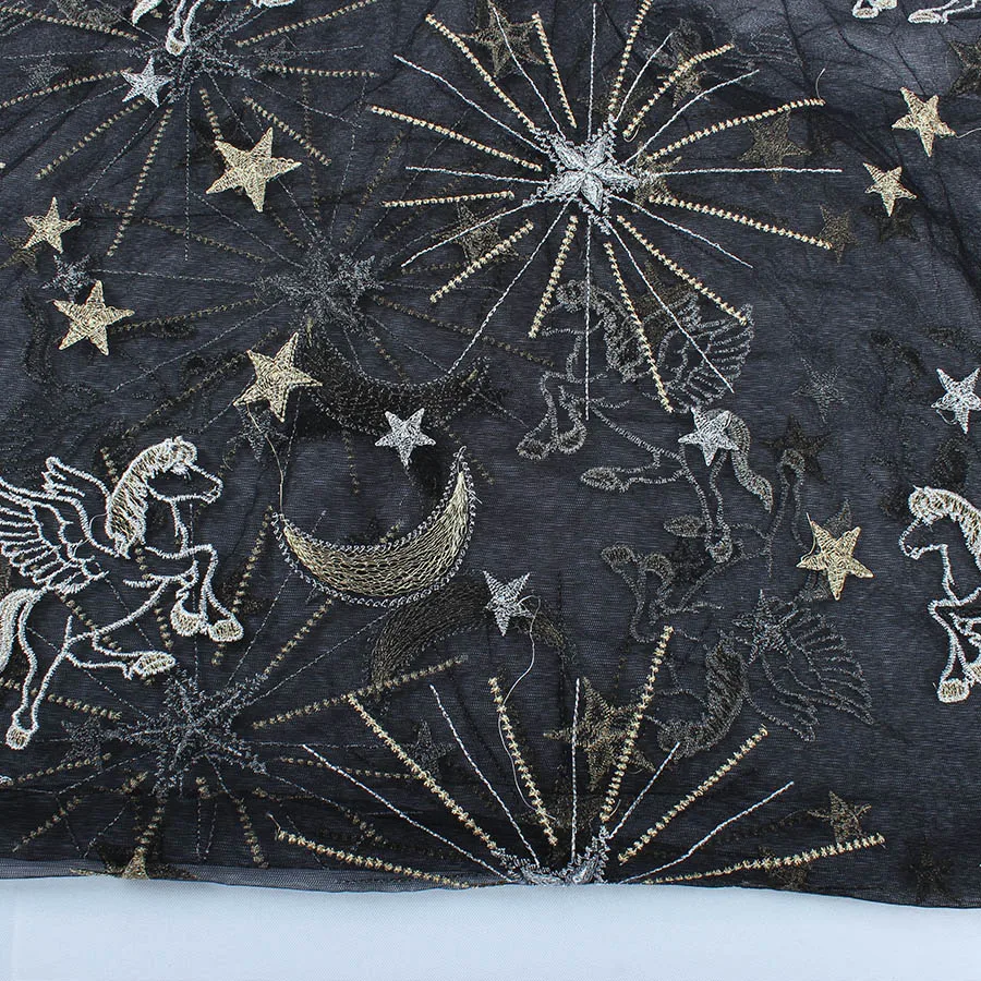 Звезды Пегас вышивка сетчатая ткань танцевальный костюм свадебное платье