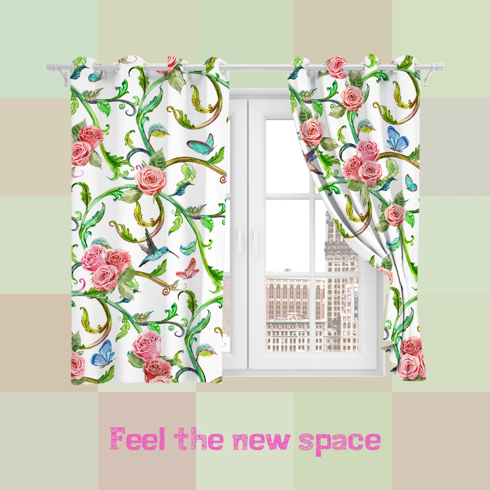 

Punch Hook Blackout Curtain Flower Customized Full Shade Sunscreen Blinds For Windows Home Kitchen Bedroom LivingRoom Decoration