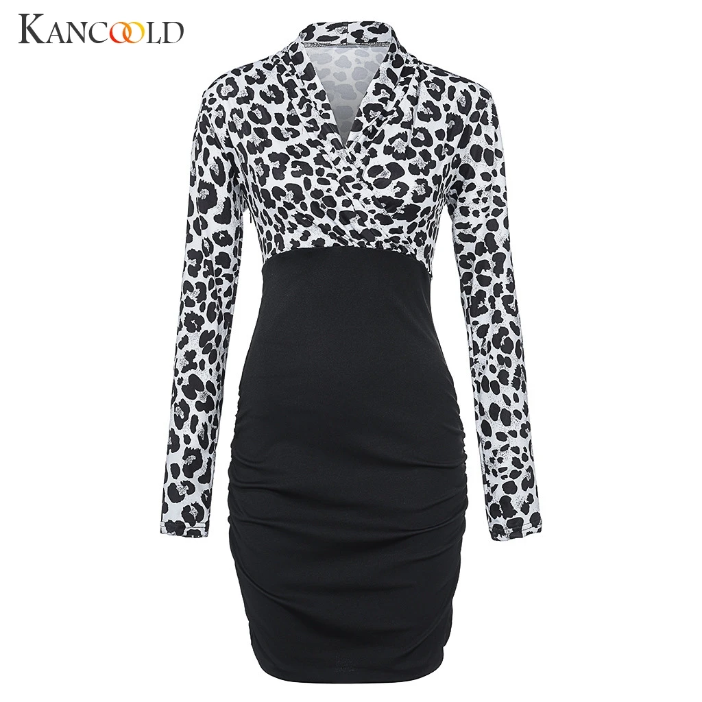 Женское сексуальное облегающее платье KANCOOLD с V-образным вырезом и длинным