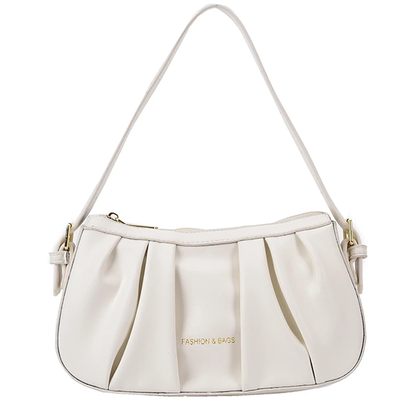 

Small Folds PU Leather Shoulder Bags for Women 2021 Summer Underarm Chain Handbags Female Fashion Brand Travel Totes