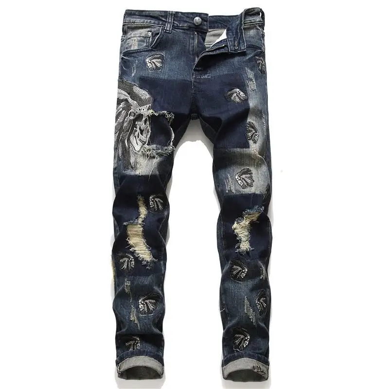 

New Men's Fashion Straight Denim Jeans Trousers Slim Casual Jean Pants Skinny Pants