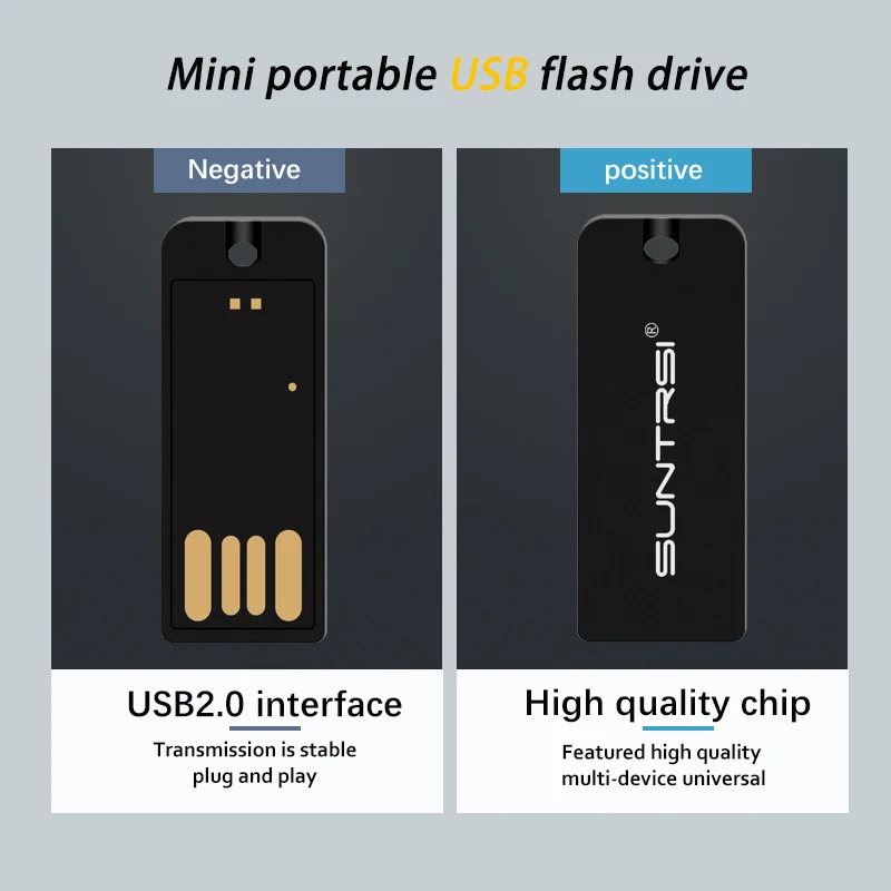 Suntrsi флеш диск USB 2 0 Новый мини матовый черный новый экологически чистый пластик