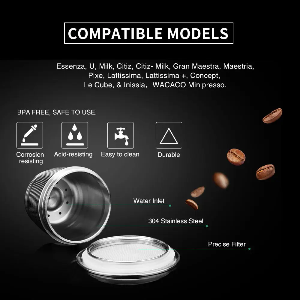 ICafilas Reusbale капсула Nespresso reutilable Inox из нержавеющей стали кофе фильтры Эспрессо