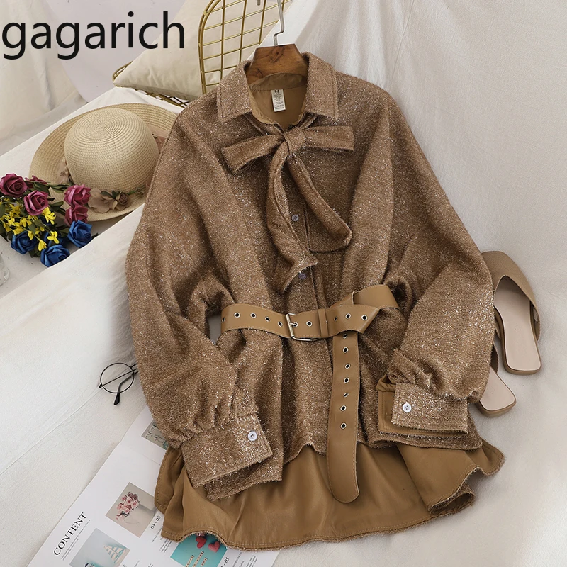 Gagarich Женская яркая шелковая блузка Весна Женский галстук бабочка пояса тонкий