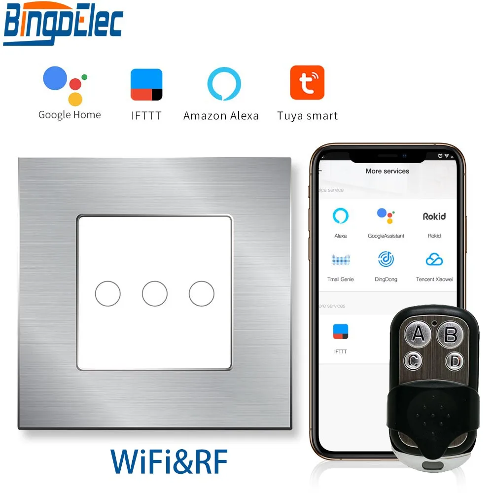 3 х клавишный 1 канальный сенсорный выключатель Bingoelec с Wi Fi беспроводной пульт
