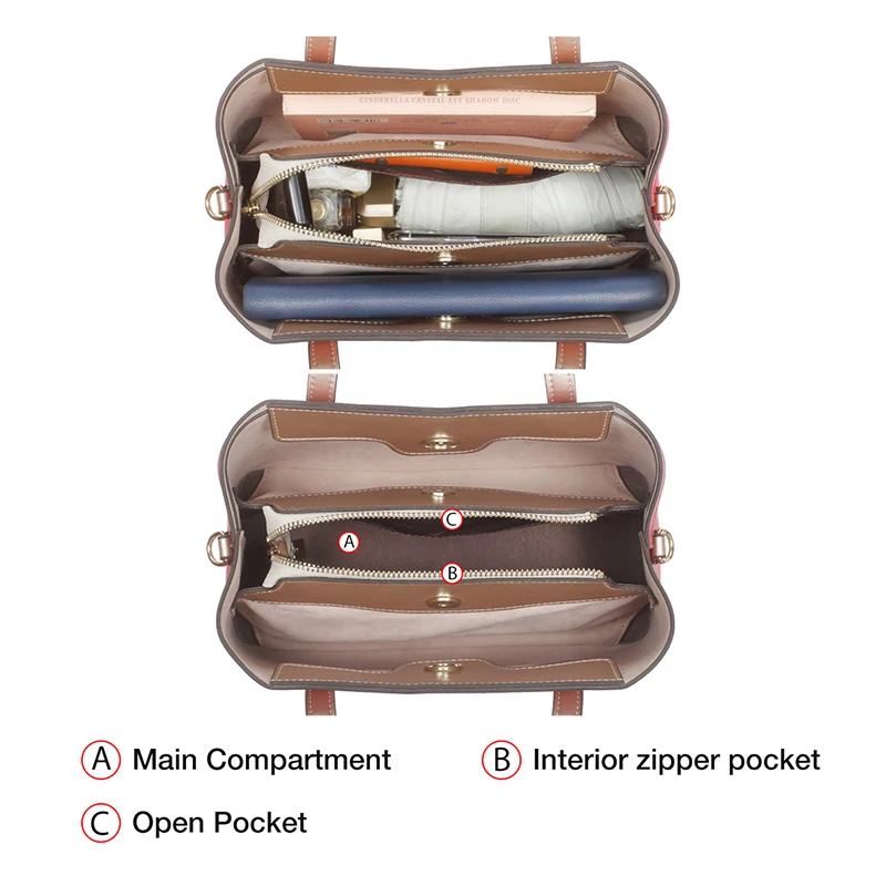 

FOXER Women's Handbag Commute Cross Body Bag Fall Winter Crossbody Shoulder Bags Lady Top Handle Totes Split Leather Chic Purse