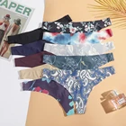 Женские стринги с принтом, бесшовные трусики-стринги, сексуальное женское нижнее белье, мягкие трусики до середины талии