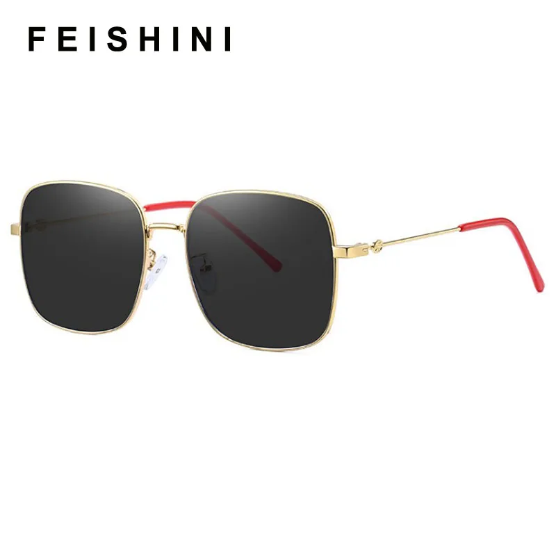 FEISHINI 2022 Celebrity Protable Quality Sunglasses Women Oversized Square Brand Design Luxury Sunglass Top Gradient Vintage | Аксессуары