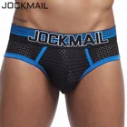 Спортивные трусы-брифы JOCKMAIL, однотонные, нейлоновые, сетчатые, с низкой талией, мужское нижнее белье, повседневные, для фитнеса, плавки