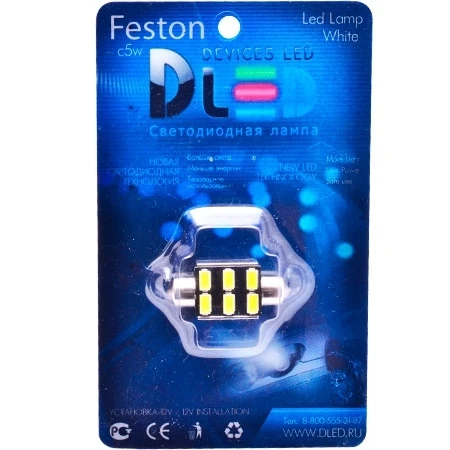 Светодиодная автомобильная лампа C5W FEST 36мм SV8,5 - 6 SMD 5630 (с обманкой) Black (1 шт-лампа.)