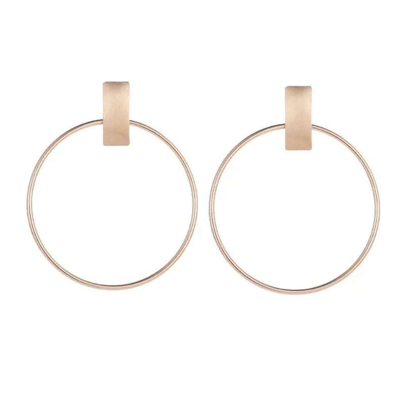 

VILAGE Korean Fashion New 2021 Simple Round Metal Earrings Japanese Korean Temperament Fashion OL Circle Earrings Party Jewelry
