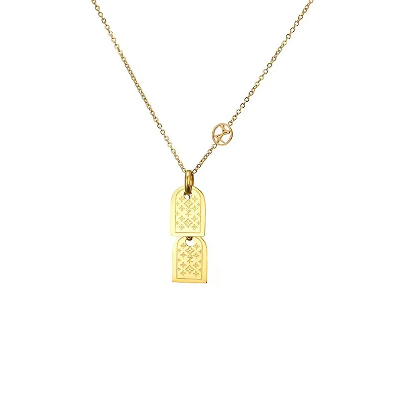 

Double brand personality titanium steel presbyopia clavicle chain necklace star with the same paragraph jewelry pendant necklace