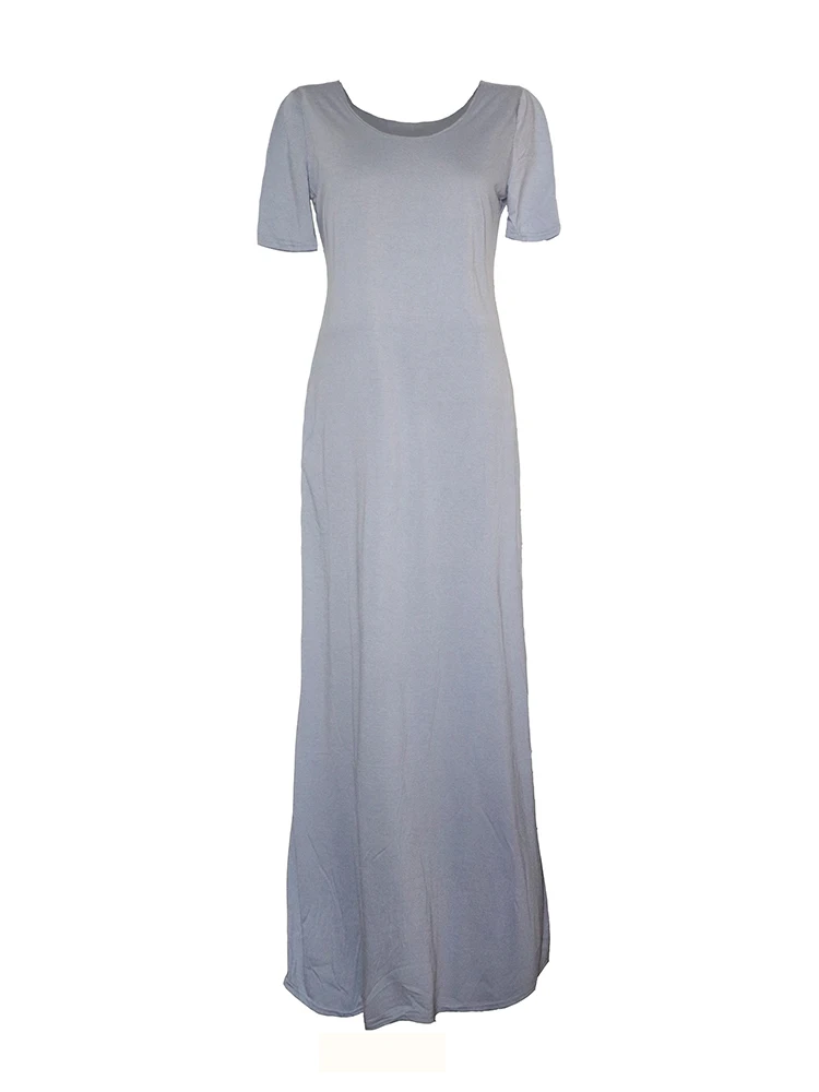 

Casual strapless big collar T-shirt solid color loose dress over-length skirt ins wind short-sleeved top