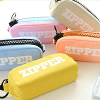 creative large zipper pen bag large capacity simple contract canvas pen bag pencil case office student stationery box
