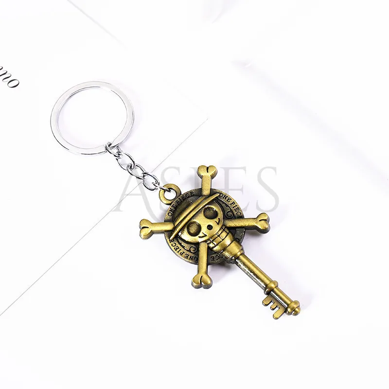 

Straw Hat Boy Luffy Skeleton Keychain Straw Hat Skull Logo Animation Peripheral Key Ring Car Metal Men Women Key Ring Chain 2021