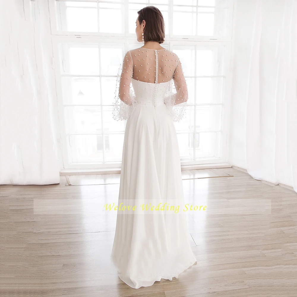 

Exquisite Thin Tulle Beading Scarf Batwing Sleeve A Line Wedding Dresses Side Slit Sweetheart Lace Up Simple White Bridal Gown