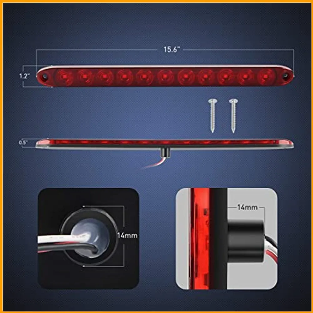 16-дюймовая 11 светодиодсветильник красная световая панель прицепа для