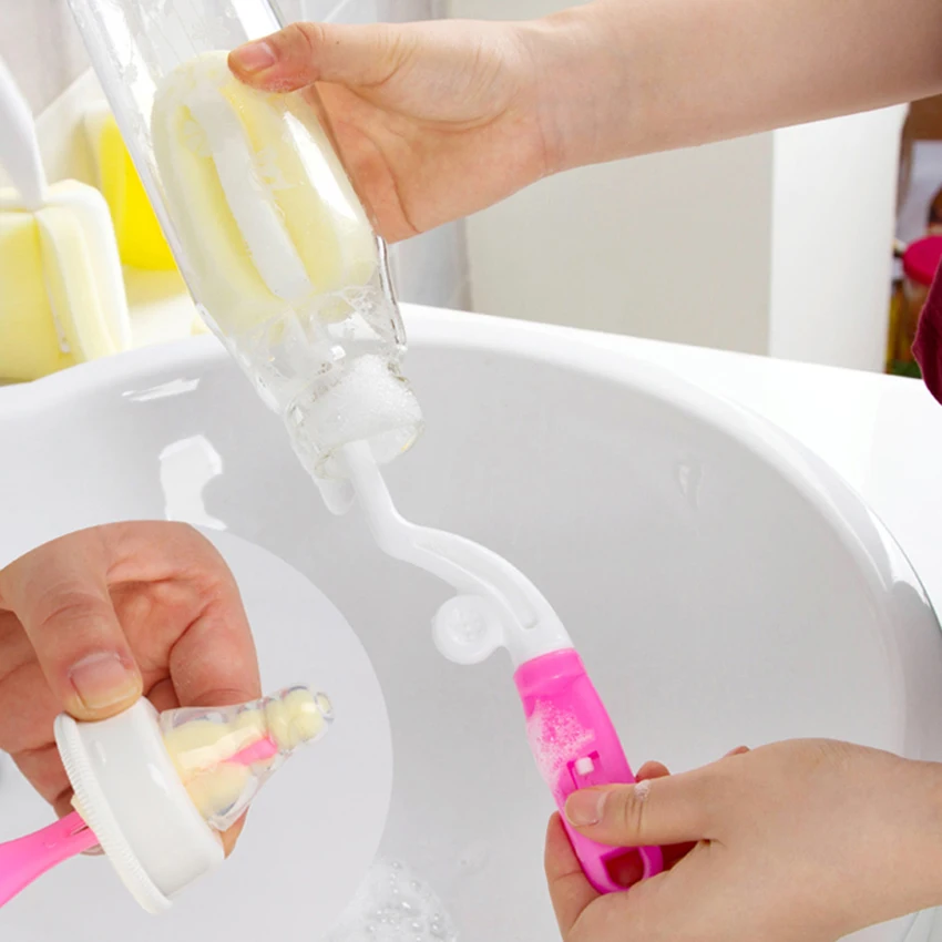 

2 шт./компл. 360 градусов эффективная полипропиленовая ручка, губка для детских бутылочек для кормления, щетка для сосков, щетка для мытья чаше...