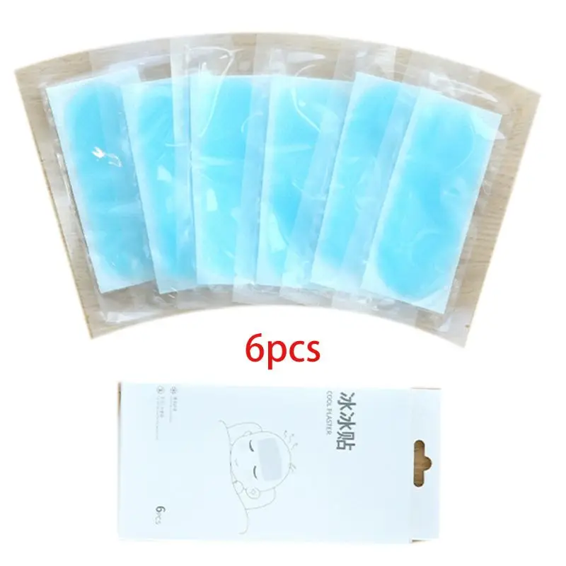 

H7JC 6Pcs Cooling Gel Patch Lower Temperature Pads Relief Headache Pain Ache Plaster