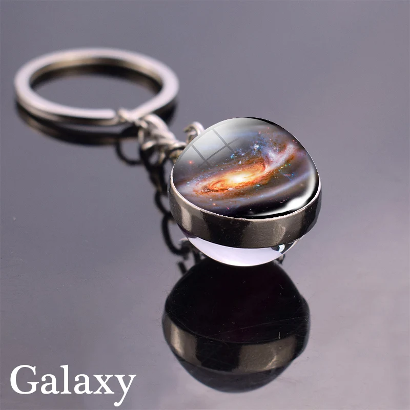 Galaxy Keychain 1 Луна земля Туманность космическая галактика брелок Солнечная система планета брелок солнце Марс двухсторонний стеклянный шар брелок - Цвет: Galaxy Keychain 1
