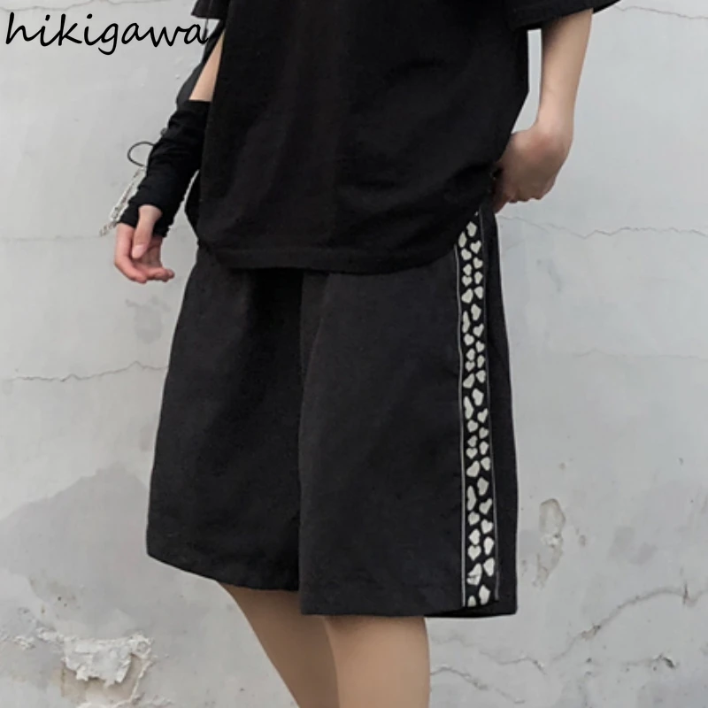 

Винтажные повседневные женские шорты Hikigawa, женская одежда в стиле Харадзюку, мужские короткие брюки, модные свободные штаны для бега в Коре...