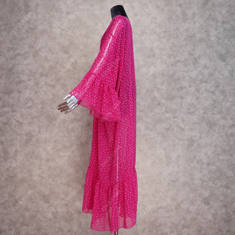 2021 накидка на бикини в богемный горошек с расклешенными рукавами летнее пляжное