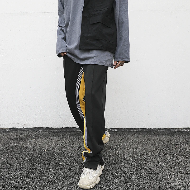 Брюки мужские прямые на молнии Модные свободные повседневные штаны с