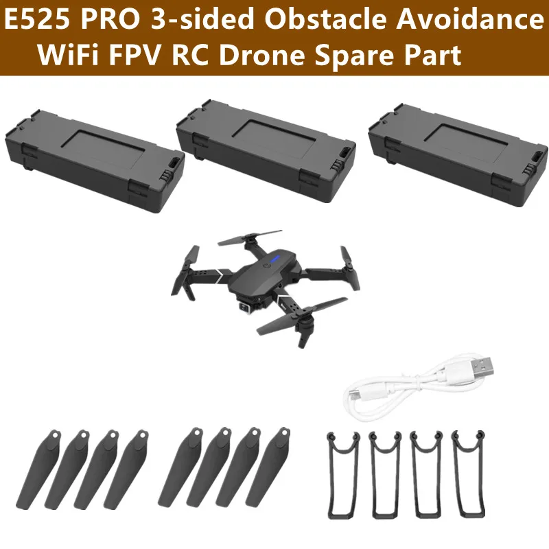 

E525 PRO Obstacle Avoidance 4K WiFi FPV RC Quadcopter Drone Spare Parts 3.7V 1800Mah Battery/Propeller/Protect Frame/USB Cable