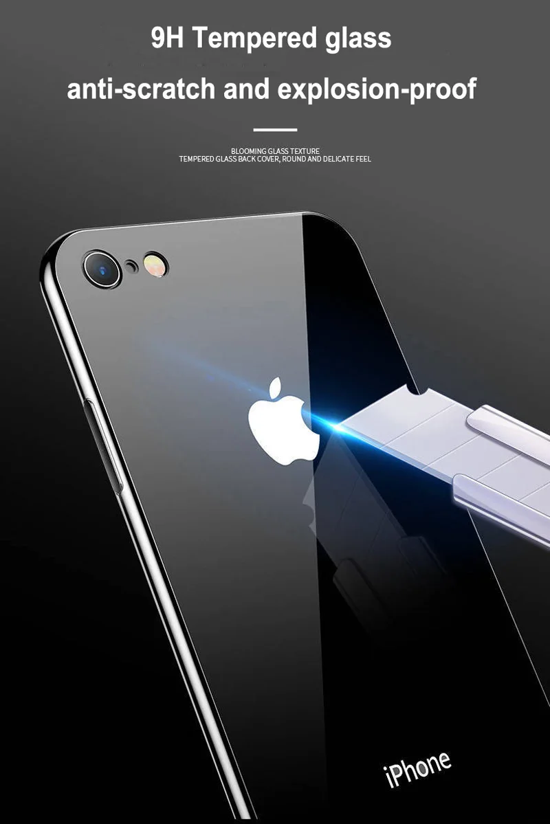 Роскошный металлизированный зеркальный чехол из закаленного стекла для iPhone 7 11 Pro Max X XR XS 6s 8 Xs Max черный глянцевый чехол Etui