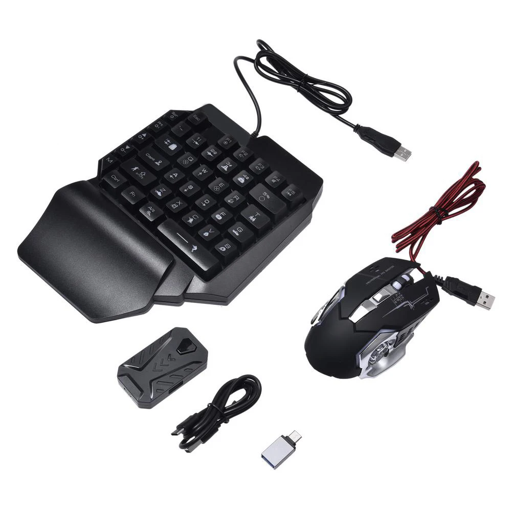 

Wired Mechanical Gaming Keyboard Mouse Set Backlit Desktop Backlight Keyboard RGB Mouse OTG Adapter Gamer Kit