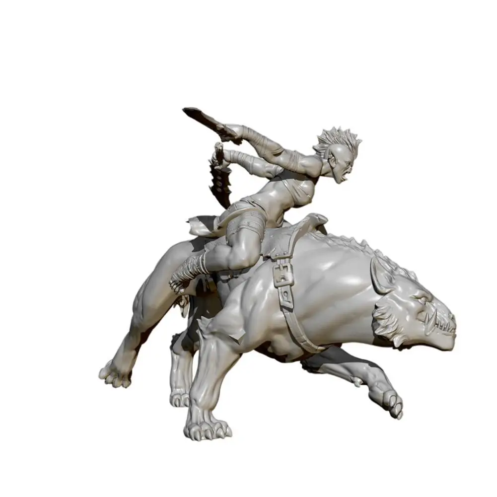 

45MM Female Beast Cavalry Soldier White Model Kit Home Decor High Quality Epoxy Resin Assembly Self-assembled Figure Toy TD-2550