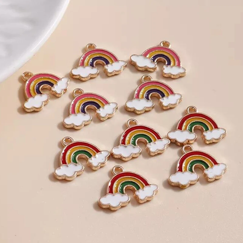 

10pcs/lot 17*14mm Enamel Rainbow Cloud Charms for Jewelry Findings DIY Colorful Charms Necklaces Pendants Earrings Making