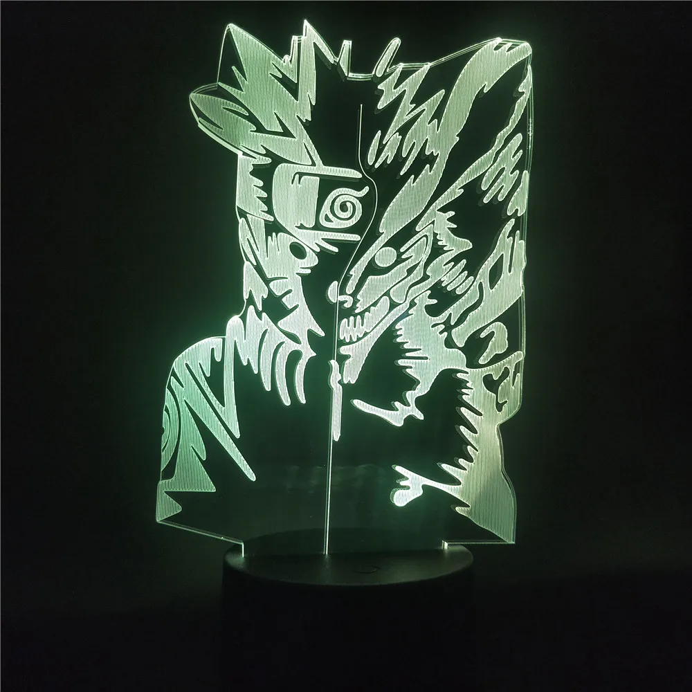 Наруто фигурка Узумаки и Курама светодиодный 3d светильник 7/16 цветов меняющий