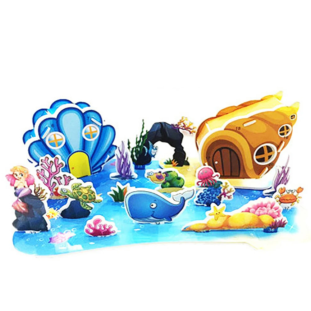 

3D Dinosaur Fruit Flower House Wharf Model Building Puzzles Intelligent Kids Toy
