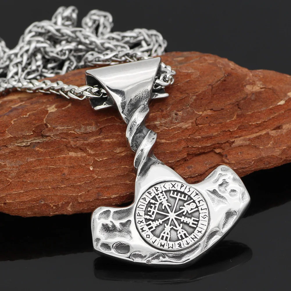 Мужское скандинавский Викинг thor hammer vegvisir Mjolnir ожерелье из нержавеющей стали с