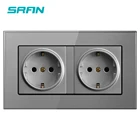 Розетка настенная с заземлением, 16 А, 146x86, сераясерая