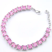 luckyshine charm bracelet round fire pink kunzite gems silver bracelets russia australia bracelets for women bangle
