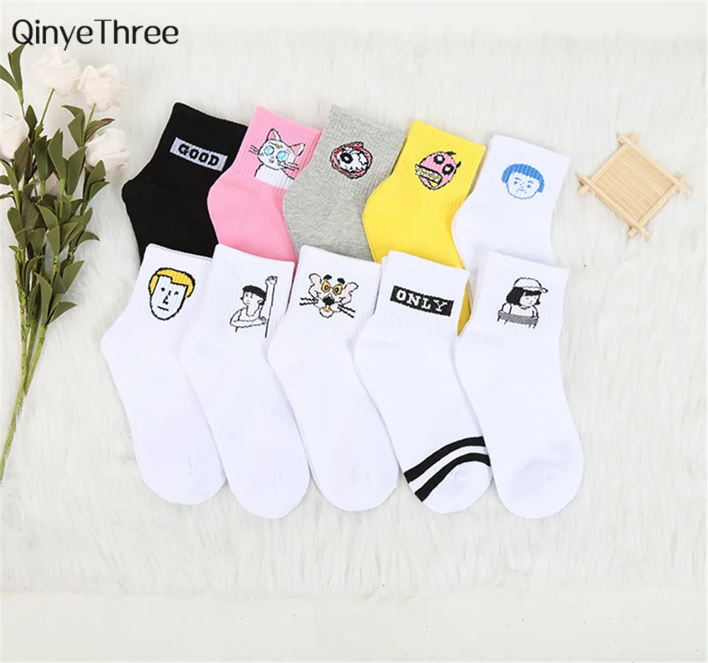 Носки женские Короткие хлопковые в стиле Харадзюку милые элегантные с милыми