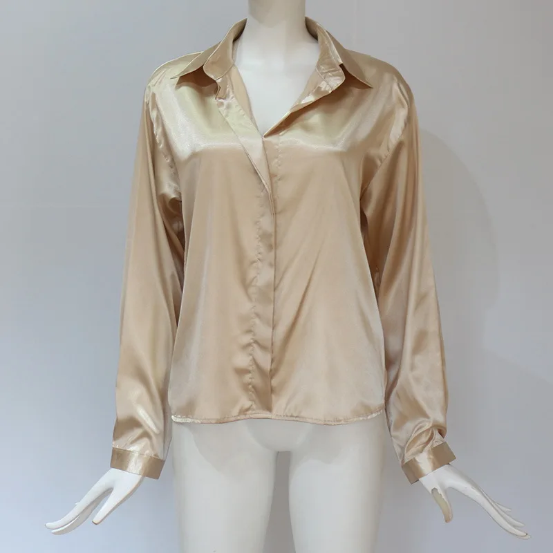 

Spring Summer Shirts New Sexy V-neck Shirt Solid Color Loose Korean Style Long Sleeve Blouse Loose Elegant Women Tops Blouses