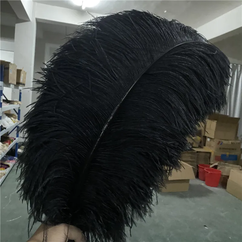 Pluma de avestruz negra Grace, accesorios de bricolaje para fiesta, bailarinas, joyer&iacute;a, plumas para manualidades, 26-28 pulgadas/65-70cm, 50 unids/lote, gran oferta-0