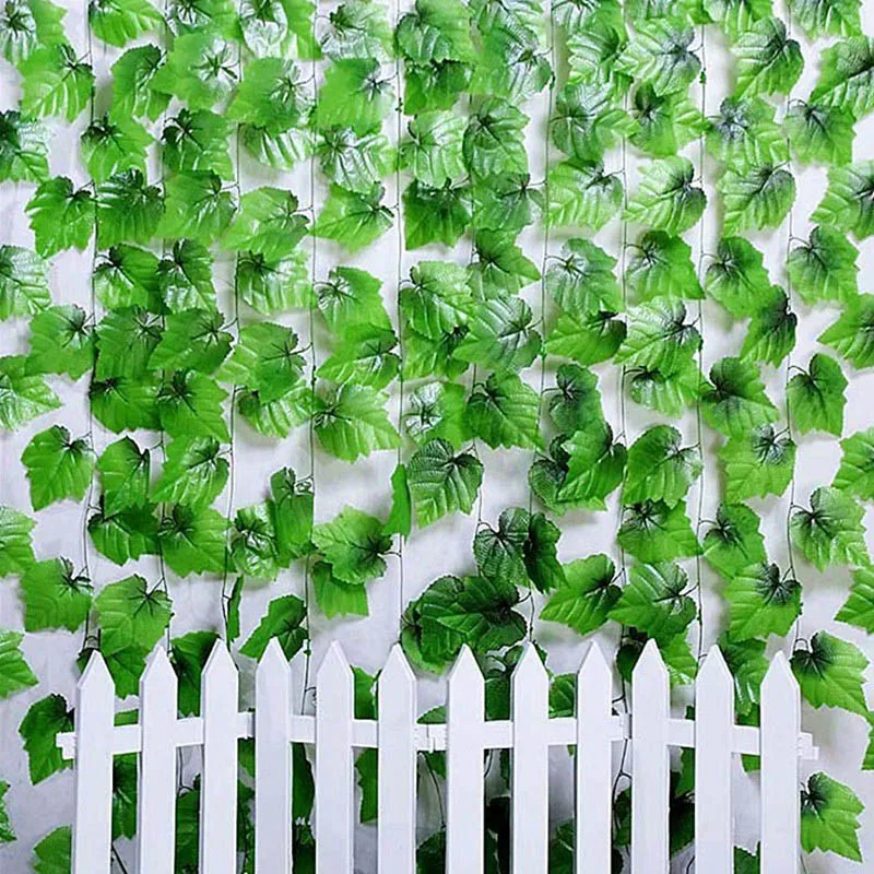 

12 Pcs 2M Artificial Hanging Vine Plant Leaves Plastic Home Garden Wall Wedding Decoration STTA889